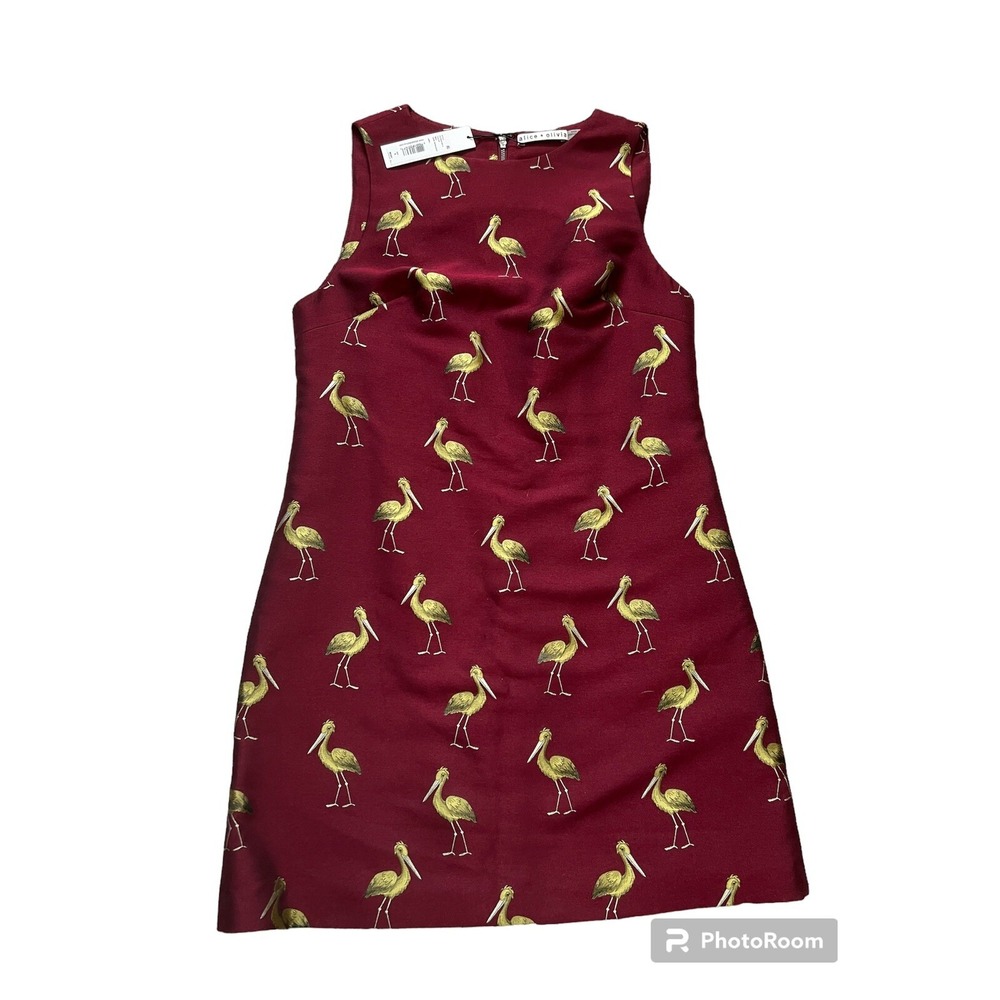NWT $275 Alice + Olivia Danelle Stacey  Bendet Mini Dress  Bordo Print Size 6